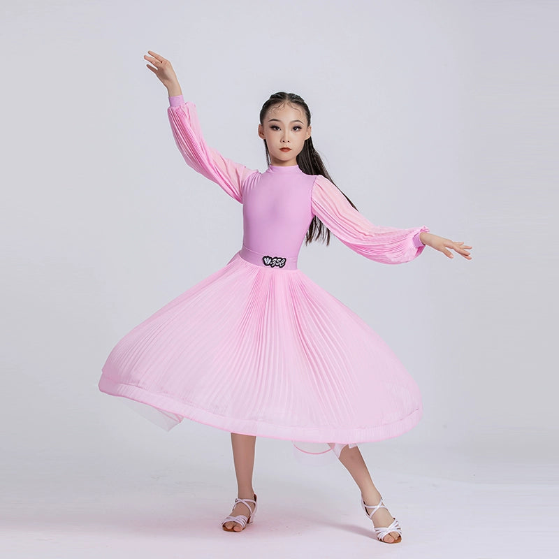 Turquoise Pink Ballroom Dance Dresses for Girls Kids Art Test National  Balloom Waltz Tango Standard Performance Costumes for Children - Moderndancedress.com