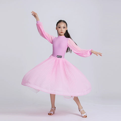 Turquoise Pink Ballroom Dance Dresses for Girls Kids Art Test National  Balloom Waltz Tango Standard Performance Costumes for Children - Moderndancedress.com