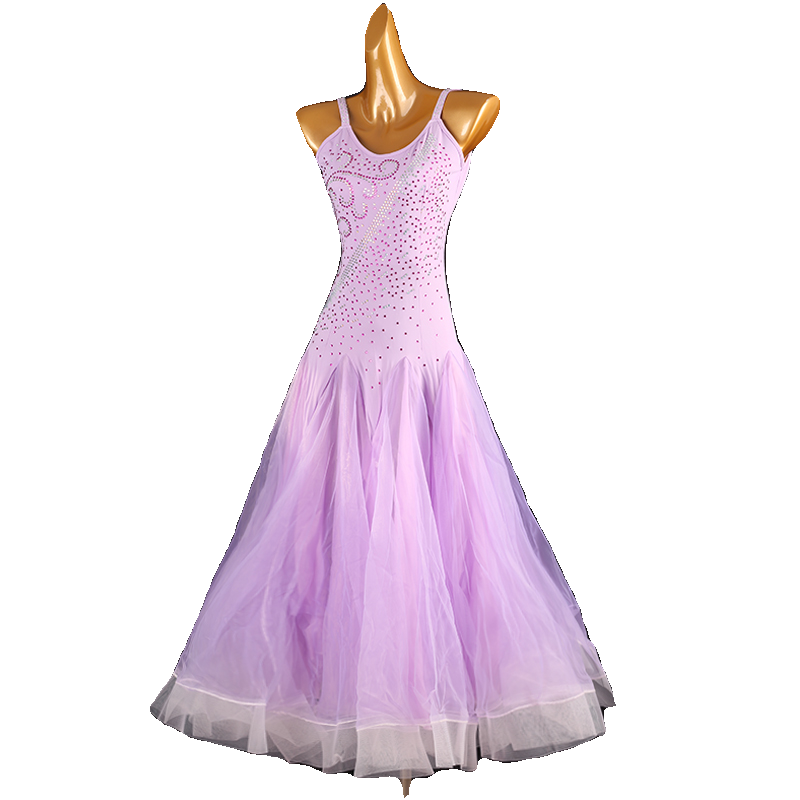 Lavender Light Purple Competition Ballroom Dance Dresses for Women Girls Kids Modern Waltz Tango Dance Performancelong Gown - Moderndancedress.com