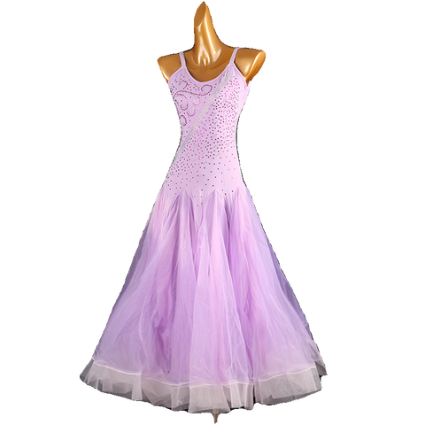 Lavender Light Purple Competition Ballroom Dance Dresses for Women Girls Kids Modern Waltz Tango Dance Performancelong Gown - Moderndancedress.com