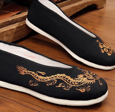 Beijing cloth shoes Kung Fu shoes men's Chinese style breathable casual shoes handmade layered shoes round shoes - Moderndancedress.com