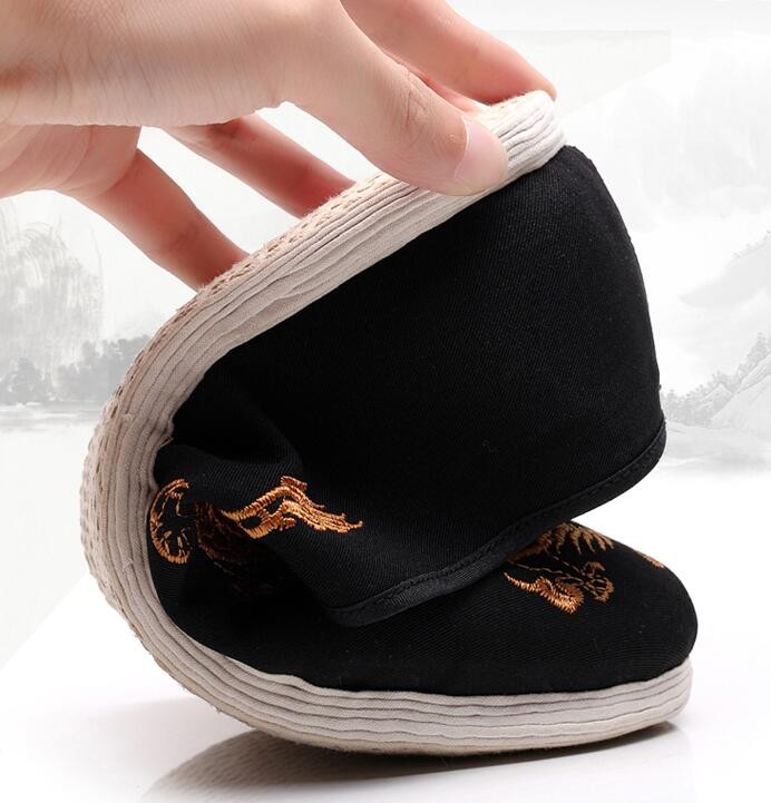 Beijing cloth shoes Kung Fu shoes men's Chinese style breathable casual shoes handmade layered shoes round shoes - Moderndancedress.com