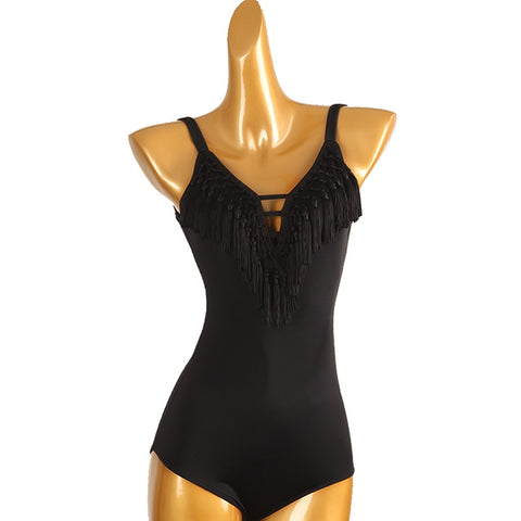 Black red fringe latin ballroom dance costumes for women girls waltz tango chacha rumba rhythm dancing leotard tops dance catsuits for female - Moderndancedress.com