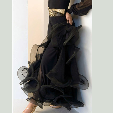 Ballroom Dance Dresses Fish Bone Curling Modern Dance Exercise Skirt National Standard Dance Skirt Social Dance Square Dance Half-length Dress Ballroom Dance Dresses