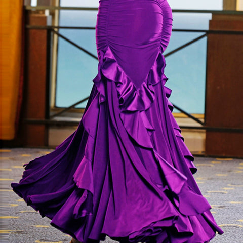 Ballroom Dance Dresses Modern Skirt Competition Skirt, Friendship Skirt, Half-length Skirt, Big Dress, National Standard Dance Dress Competition Skirt - Moderndancedress.com