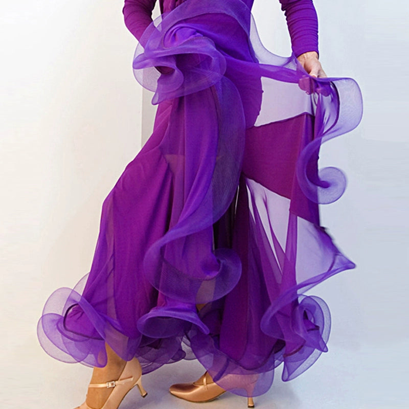 Ballroom Dance Dresses Fish Bone Curling Modern Dance Exercise Skirt National Standard Dance Skirt Social Dance Square Dance Half-length Dress Ballroom Dance Dresses
