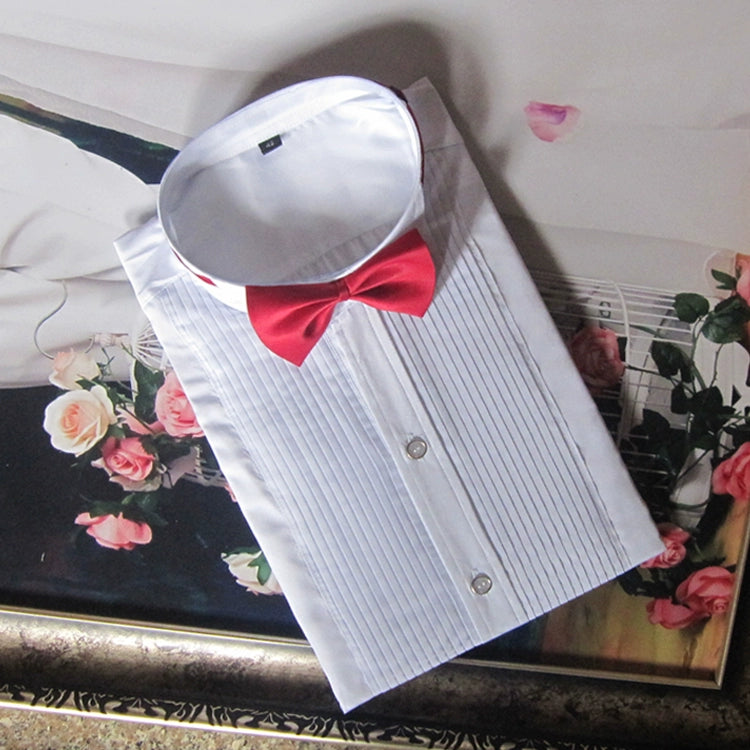 White bow tie shirt men Competition chorus performance shirt show small tip collar with bow tie shirt - Moderndancedress.com