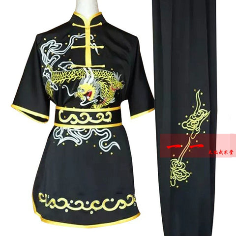 Martial Arts Clothes  Kungfu clothes High-grade short-sleeved martial arts clothing embroidered dragon training clothes long boxing clothing men and women Southern Boxing clothing competition clothing