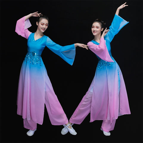 Chinese Folk Dance Costumes Modern Dance Costume Yangge Costume Sleeve Dance Classical Dance Costume Adult Fan Dancer - Moderndancedress.com