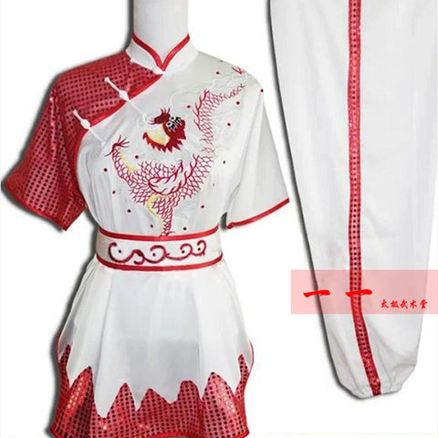 Martial Arts Clothes  Kungfu clothes Short-sleeved embroidered dragon dress for high-grade martial arts dress performance