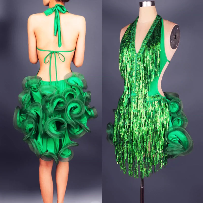 Latin dress Latin Dance Dress Latin dance show dress tassels dance skirt - Moderndancedress.com