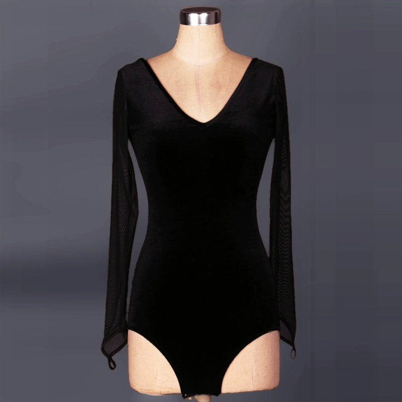 Latin Dance Dresses Performing Dresses Rhinestones Long Sleev Dress - Moderndancedress.com