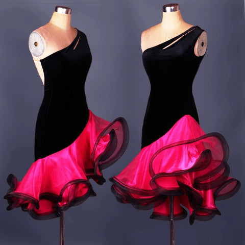 Women/Kids Latin Dance Dress Adult/Children Custom Size Organza Sleeveless Stage Performance Competition Salsa Dress