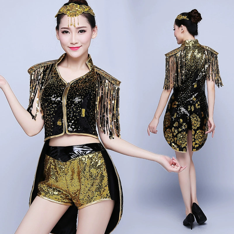 Jazz Dance Costumes Modern Dance Garment Jazz Dance Performance Dress Swallow Tail Female Singer Adult Fashion Segment Stage