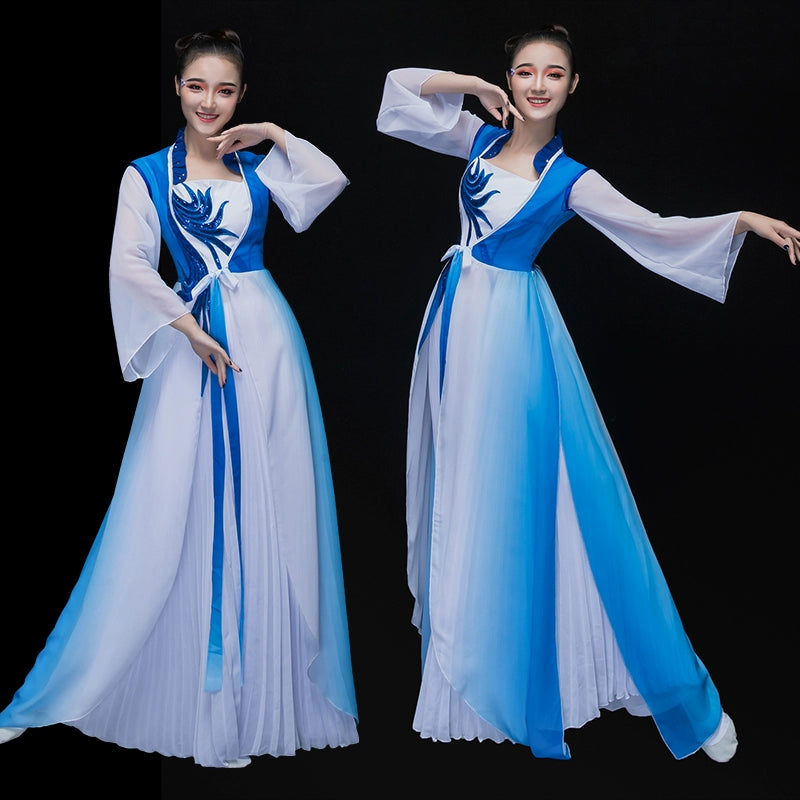Chinese Folk Dance Costumes Classical Dance Costume Chinese Style Modern Dance Costume Umbrella Dance Narcissus Adult