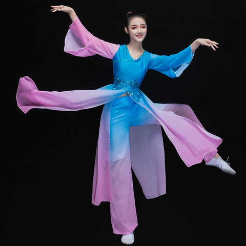 Chinese Folk Dance Costumes Modern Dance Costume Yangge Costume Sleeve Dance Classical Dance Costume Adult Fan Dancer - Moderndancedress.com