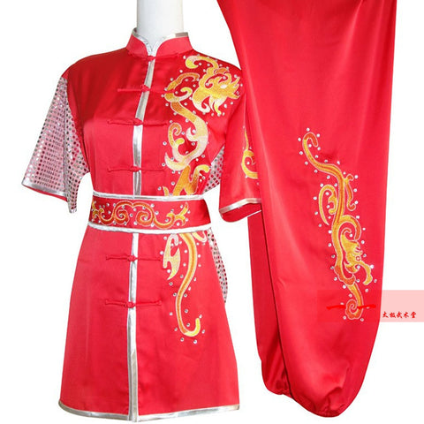 Martial Arts Clothes  Kungfu clothes Short-sleeved Wushu costume embroidery performance dress