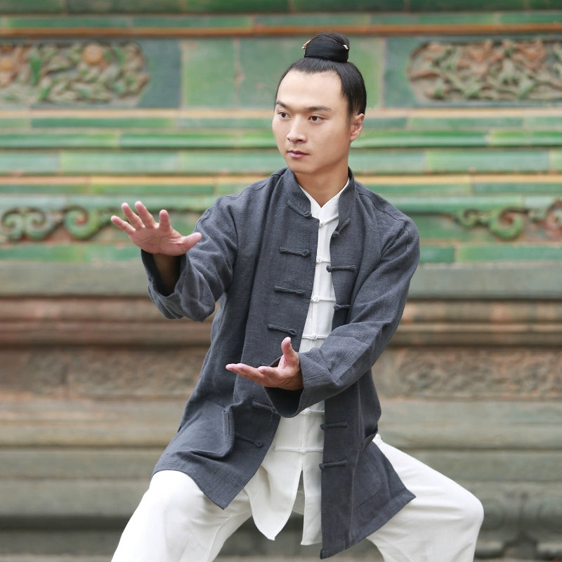 Wudang Taiji clothing men's linen morning exercise clothing martial arts clothing practice clothes Tai Chi clothing - Moderndancedress.com