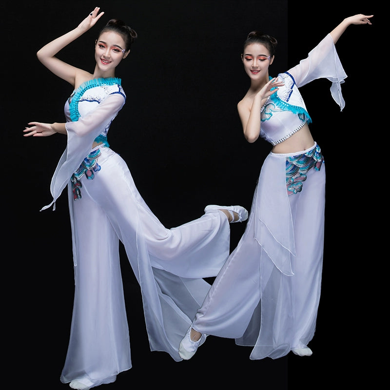 Chinese Folk Dance Costumes Classical Dance Costume Women Modern Dance Costume Fan Umbrella Dance Sleeve Dance Adults