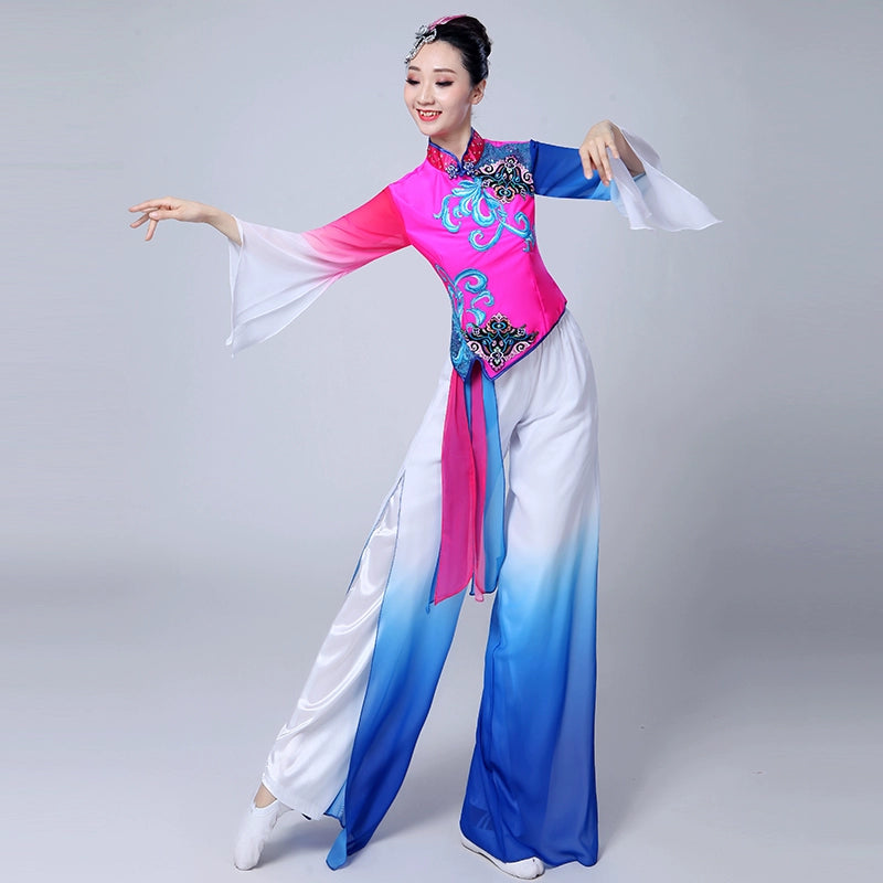 Yangge costume coral ode Dance Costume female adult suit national style classical fan dance costume - 