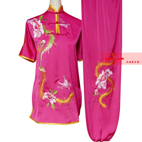 Martial Arts  Kungfu clothes Short-sleeved Wushu  Embroidery Long Boxing Competition Clothes Men Women Morning Training Clothes Taekwondo - Moderndancedress.com