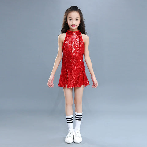 Girls Jazz Dance Costumes performance Jazz dress girls&amp;apos;modern hip-hop dress sequins SKIRT kindergarten Costume - Moderndancedress.com