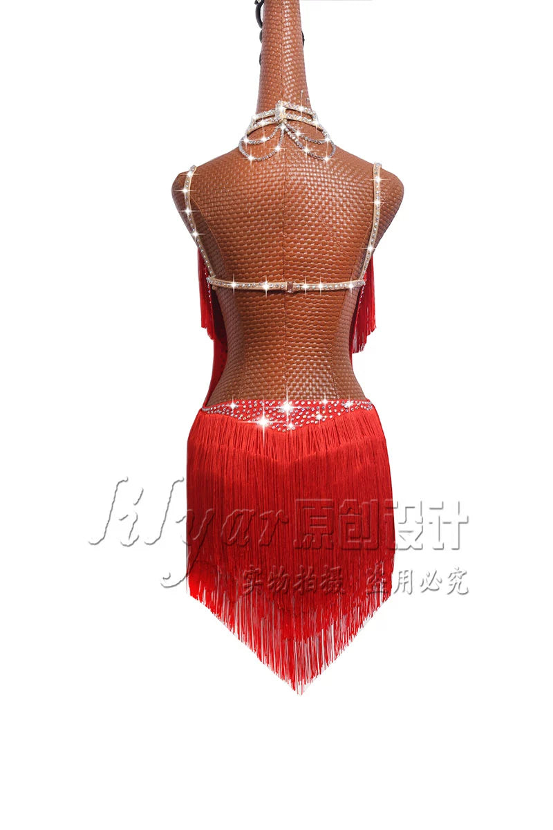 Latin Dance Dresses For Women Black Lace Club Party Dancer Singer Entertainer Fringe Tassel Black Dress - Moderndancedress.com