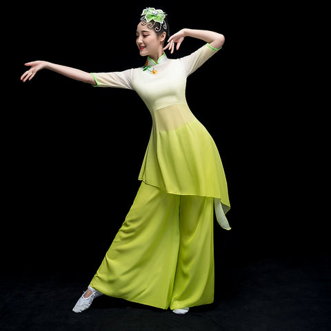 Chinese Folk Dance Costume Classical Dance Costume Female Chinese Wind Adult Fairy Modern Fan Yangge Costume National Performance Costume - 