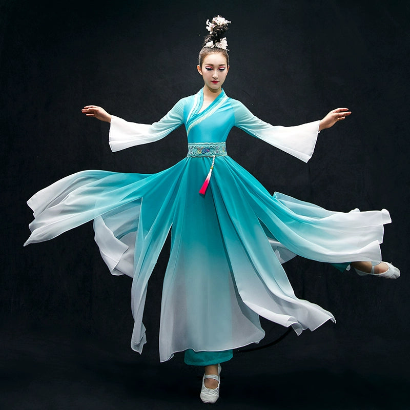 Chinese Folk Dance Costumes Classical Dance Costume Chinese Style Ancient Dress Umbrella Dance Fan Modern Dance Costume Ancient Style Fairy Adult - Moderndancedress.com