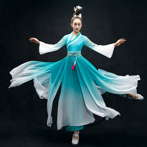 Chinese Folk Dance Costumes Classical Dance Costume Chinese Style Ancient Dress Umbrella Dance Fan Modern Dance Costume Ancient Style Fairy Adult - Moderndancedress.com