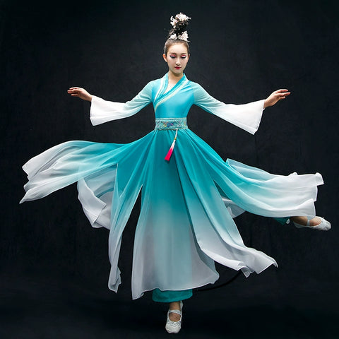 Chinese Folk Dance Costumes Classical Dance Costume Chinese Style Ancient Dress Umbrella Dance Fan Modern Dance Costume Ancient Style Fairy Adult - 