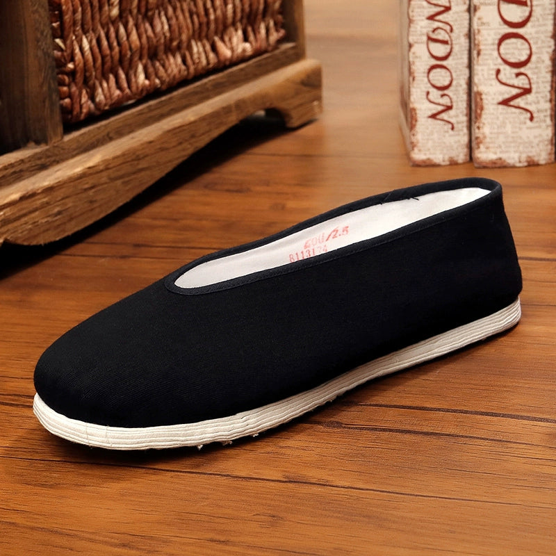 Chinese Tai Chi Kung Fu Shoes Beijing Cloth Shoes Handmade Thousand-Layer Bottom Men Leisure Shoes Round-mouth Cloth Shoes