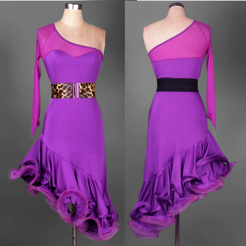 Latin Dance Dresses Women's Performance Spandex / Organza Crystals / Rhinestones Long Sleev Dress