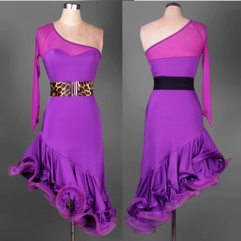 Latin Dance Dresses Women's Performance Spandex / Organza Crystals / Rhinestones Long Sleev Dress