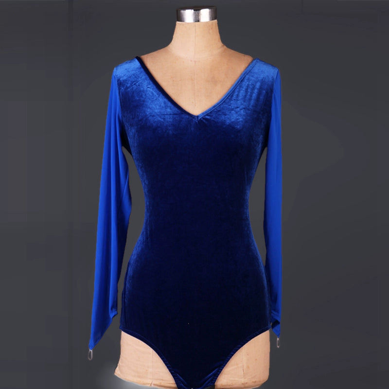 Latin Dance Dresses Performing Dresses Rhinestones Long Sleev Dress - Moderndancedress.com