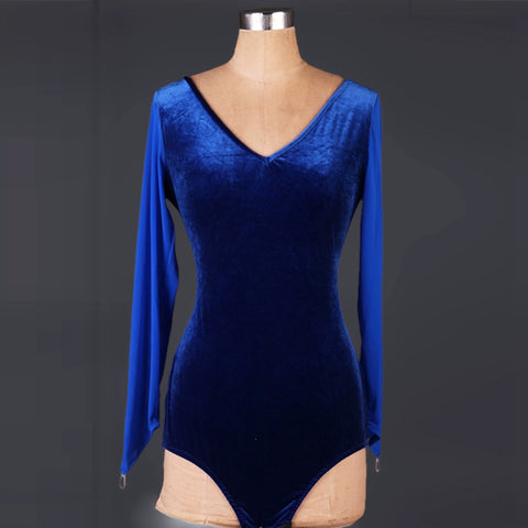Latin Dance Dresses Performing Dresses Rhinestones Long Sleev Dress - Moderndancedress.com
