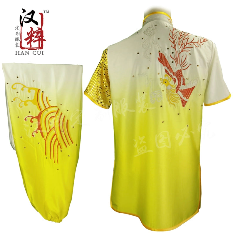 Wushu Nanquan Changquan Gongfu Costume Embroidery Phoenix Gradual Diamond Segments Performing Men and Women's Clothing