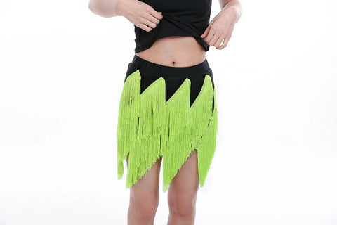 Girls Petals Fringe Latin Dance Skirt Salsa Rumba Chacha Irregular Tassels Dance Skirt Group Dance Performance Skirts for Kids - Moderndancedress.com