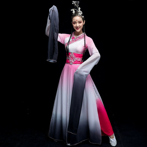 Chinese Folk Dance Costume Watersleeve Dance Costume Female Chinese Style Ancient Dress Pink Caiwei Classical Dance Costume Adults - 