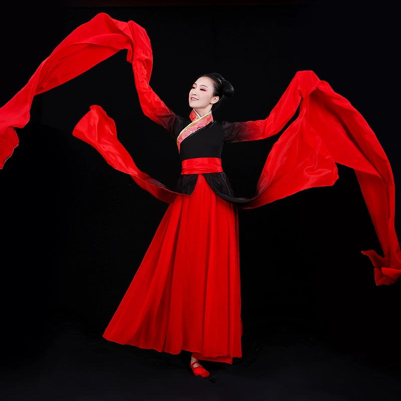 Chinese Folk Dance Costume Classical Dance Costume Female Chinese Wind Dance Han Dress Ancient Watersleeve Dance Costume Adult - Moderndancedress.com