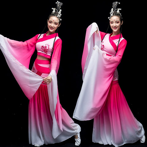 Chinese Folk Dance Costume Watersleeve Dance Costume Classical Dance Costume Female Chinese Wind Fairy Hanfu Caiwei Adult - Moderndancedress.com