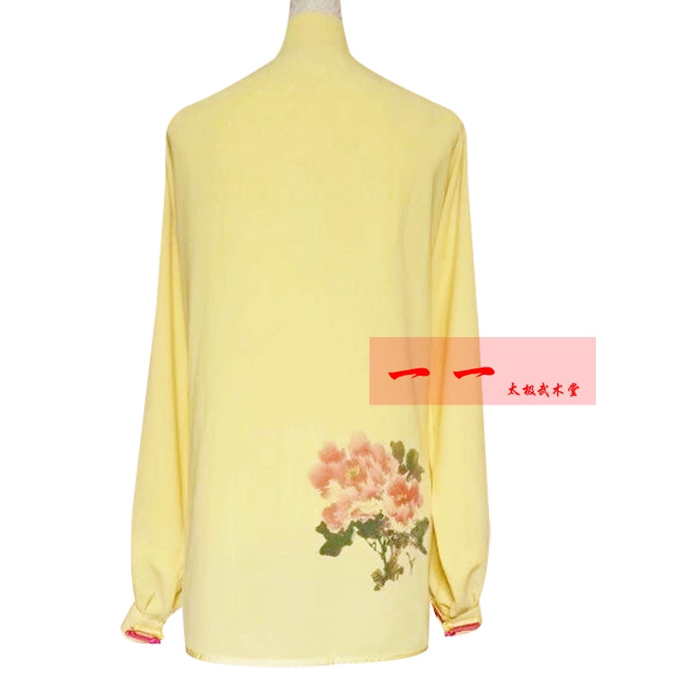 Martial Arts Clothes  Kungfu clothes Starlight Ma Taiji Garment Painted Peony Flower Taijiquan Competition Costume Long Sleeve Women Costume Group - Moderndancedress.com