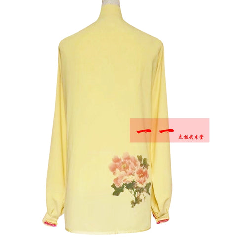 Martial Arts Clothes  Kungfu clothes Starlight Ma Taiji Garment Painted Peony Flower Taijiquan Competition Costume Long Sleeve Women Costume Group