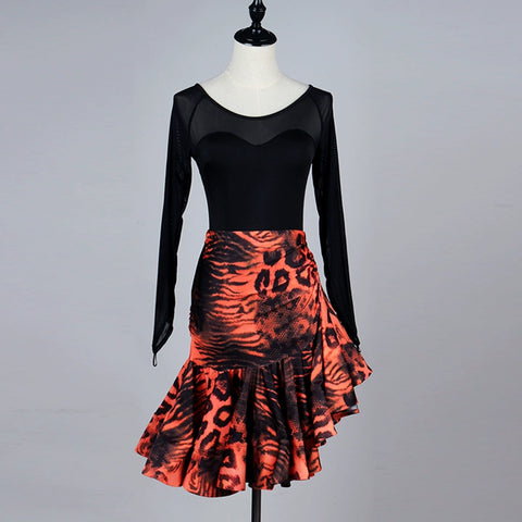 Latin Dance Exercise Suit Competition Performance Skirt - Moderndancedress.com