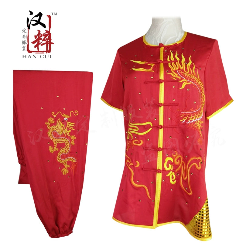 Chinese Martial Arts Clothes Kungfu Clothe  Tai Chi Wushu Competition Performance Colorful Clothing Silkworm Pure Silk Tailor-made Embroidery