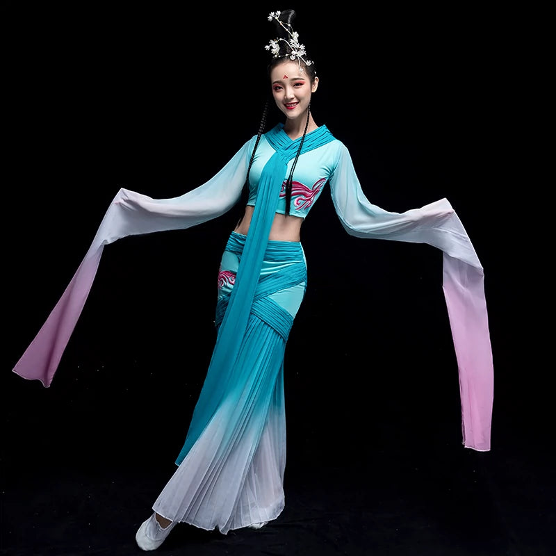 Chinese Folk Dance Costume Watersleeve Dance Costume Female Classical Dance Costume Chinese Wind Fairy Caiwei Dance Costume Adult - 