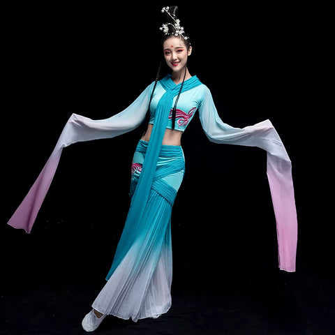 Chinese Folk Dance Costume Watersleeve Dance Costume Female Classical Dance Costume Chinese Wind Fairy Caiwei Dance Costume Adult - Moderndancedress.com