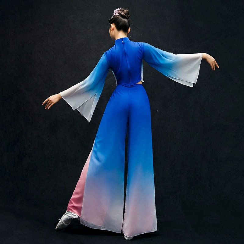 Chinese Folk Dance Costumes Yangko costume performance costume classical dance costume female square fan umbrella dance suit for adults - Moderndancedress.com