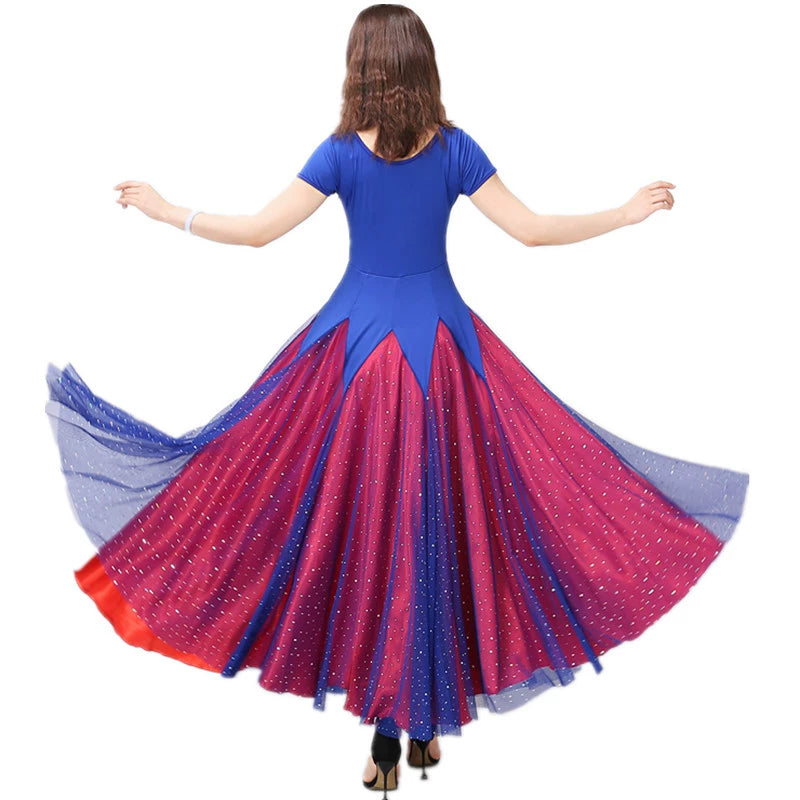 Women's Ballroom Dance Dresses Modern Skirt Waltz Show Big Dress Tango Competition Dress National Standard Dance Dress Skirt