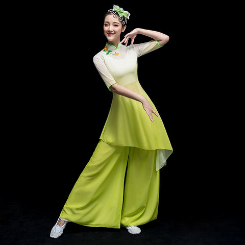 Chinese Folk Dance Costume Classical Dance Costume Female Chinese Wind Adult Fairy Modern Fan Yangge Costume National Performance Costume - 